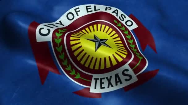 Bandera Paso Usa City Seamless Looping Animación Ondulante — Vídeos de Stock