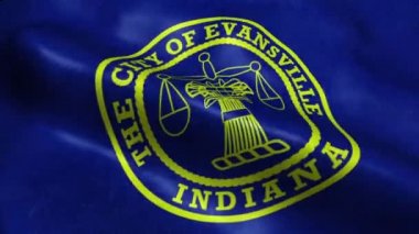 Evansville 'in bayrağı Usa Şehri Kusursuz Döngülü Dalgalanma Canlandırması