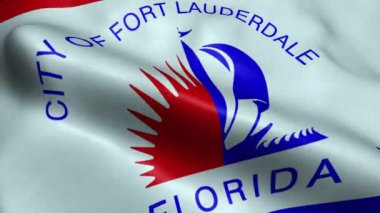 Fort Lauderdale Usa Şehri Bayrağı Dalgalanan Dalgalanma Animasyonu