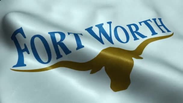 Drapeau Fort Worth États Unis Ville Sans Couture Ondulant Animation — Video