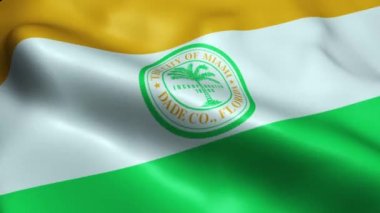 Miami Usa Şehri Bayrağı Kusursuz Döngüsüz Dalgalanma Animasyonu