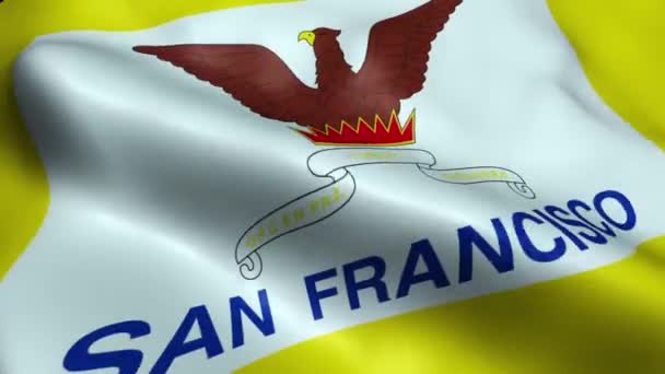 Bandera San Francisco Usa City Seamless Looping Animación Ondulante — Vídeos de Stock