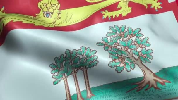 爱德华王子岛省或加拿大领地的旗帜无缝隙环状波浪动画 — 图库视频影像