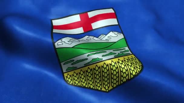 Flags Alberta Province Territory Canada Seamless Looping Waving Animation — Stock video