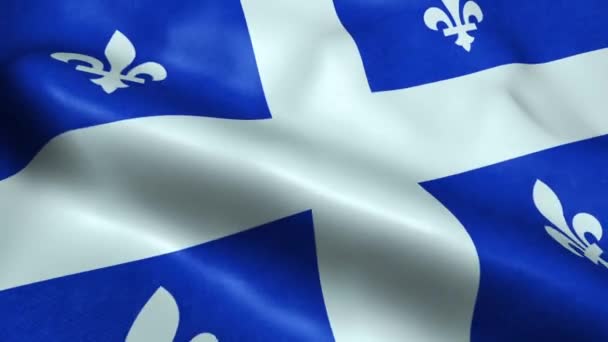 Bandera Quebec Provincia Territorio Canadá Seamless Looping Waving Animation — Vídeo de stock