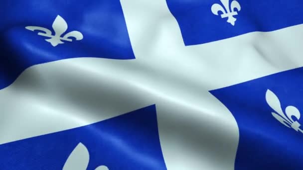 Bandeira Província Quebec Território Canadá Seamless Looping Waving Animation — Vídeo de Stock