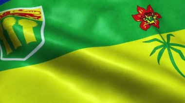 Saskatchewan Eyaleti ya da Kanada Bölgesi Bayrağı Kusursuz Dalgalanma Animasyonu