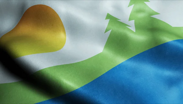 Waving Canada City Flag Kawartha Lakes Closeup — стокове фото