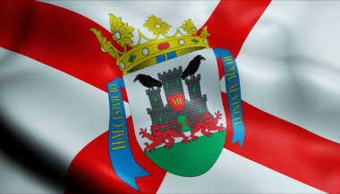 Vitoria Gasteiz 'in (İspanya ülkesinin) sallanan bayrağının 3D görüntüsü)