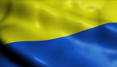 Algeciras 'ın (İspanya ülkesinin) dalgalı bayrağının 3D Görünümü)