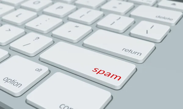 Teclado Computador Com Chave Palavra Spam — Fotografia de Stock