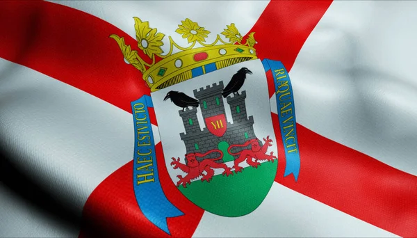 Illusztráció Hullámzó Zászló Vitoria Gasteiz Spanyolország Ország — Stock Fotó