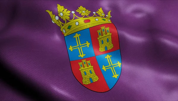 Illustratie Van Een Wapperende Vlag Van Palencia Spanje Land — Stockfoto