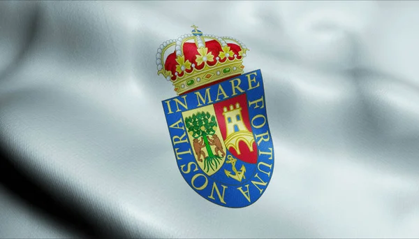 Marin挥动国旗的3D说明 西班牙国家 — 图库照片