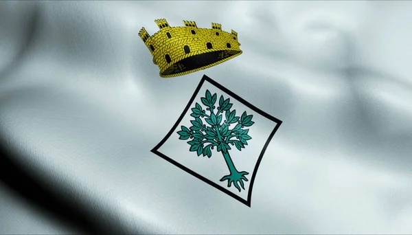 Illusztráció Hullámzó Zászló Lloret Mar Spanyolország Ország — Stock Fotó