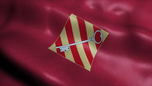 Ilustração Uma Bandeira Acenando Alzira Espanha País — Fotografia de Stock