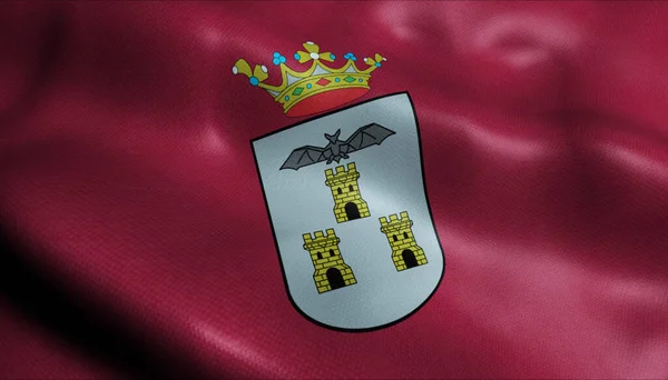 Illustratie Van Een Wapperende Vlag Van Albacete Spanje Land — Stockfoto