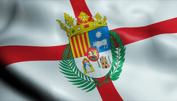 Illustration Einer Schwenkenden Provinzflagge Von Teruel Spanien — Stockfoto