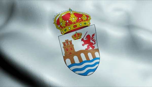 Illustratie Van Een Golvende Provincievlag Van Ourense Spanje Land — Stockfoto