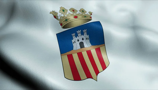Ilustracja Machającej Flagi Prowincji Castellon Hiszpania Kraj — Zdjęcie stockowe