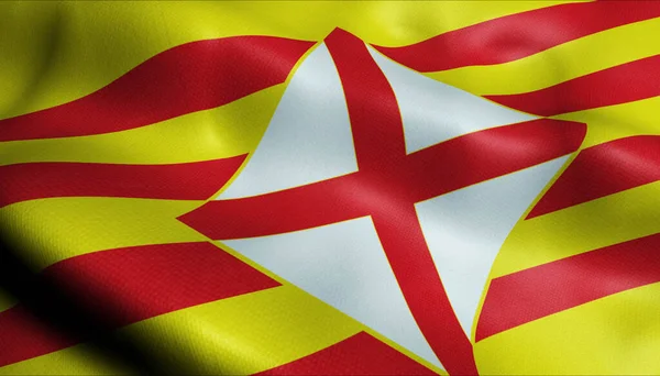 Ilustrace Vlající Provincie Barcelona Španělsko Země — Stock fotografie
