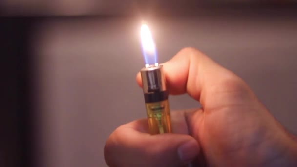 Macro Shot Igniting Lighter — Stock Video