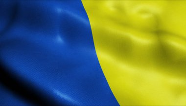 Saint Ghislain 'in (Belçika ülkesinin) el sallayan Belçika bayrağının 3D görüntüsü)