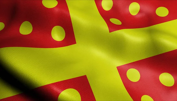 Illustration Einer Schwenkenden Belgischen Stadtflagge Von Harelbeke Belgien — Stockfoto