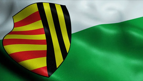 3D Illustration of a waving Belgium city flag of Bree (Belgium country)