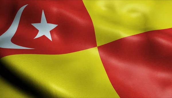 Ilustrace Vlnící Malajské Státní Vlajky Selangoru — Stock fotografie