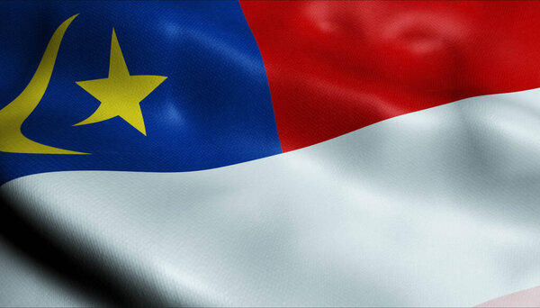 3D Illustration of a waving Malaysia state flag of Malacca