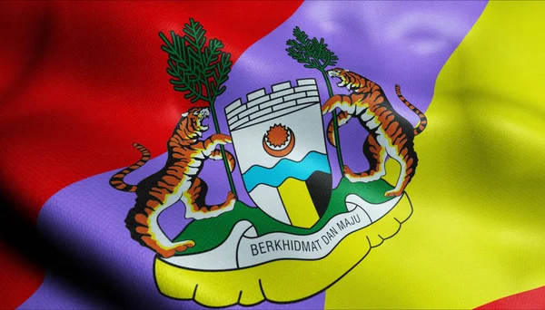 Illustratie Van Een Wapperende Maleisische Vlag Van Ipoh — Stockfoto