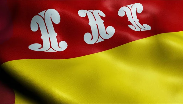 Wijk Bij Duurstede 挥动Holand市旗帜的3D说明 — 图库照片