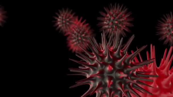 Rotasi Dan Bergerak Coronavirus Black Background — Stok Video