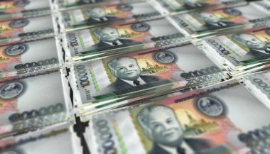 3D Bunch of 100000 Laos Kip Money Banknote clipart
