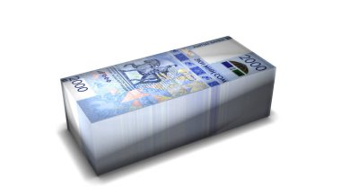 Kırgızistan Som Banknotları Beyaz Arkaplanda Para Yığını