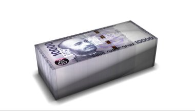 Ermenistan Dram Banknotları Beyaz Arkaplanda Para Yığını