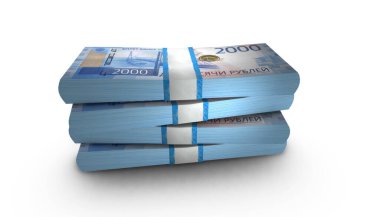 2000 Rublelik 3D Yığın Banknota Rusya Parası
