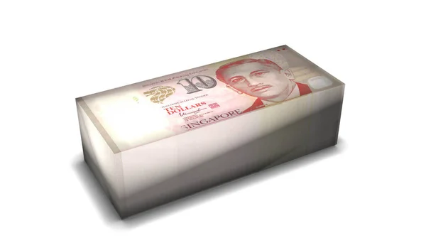 Singapur Doları Banknotları Beyaz Arkaplanda Para Yığını — Stok fotoğraf