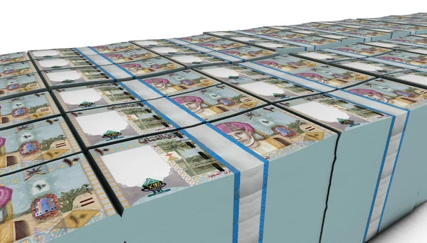 Umman Riyali Nin Boyutlu Yığını Para Banknotu — Stok fotoğraf