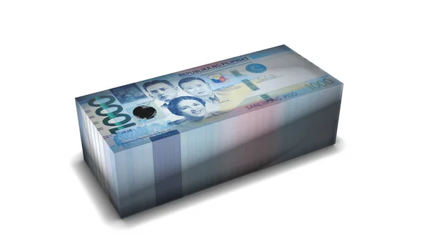 Filipin Perso Banknotları Beyaz Arkaplanda Para Yığını 