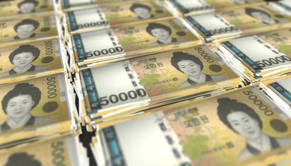 50000 한국의 Bunch Won Money Banknote — 스톡 사진