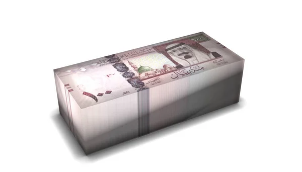 Arab Saudi Riyal Banknotes Uang Stack Latar Belakang Putih — Stok Foto