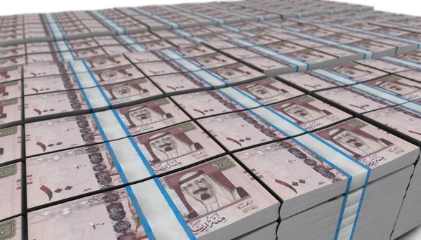 Gran Pila 100 Billetes Riyal Arabia Saudita — Foto de Stock