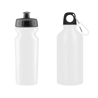 Beyaz arka plan üzerinde spor su şişeleri. Vektör çizim.