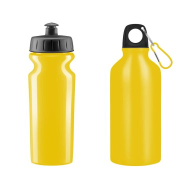 Beyaz arka plan üzerinde spor su şişeleri. Vektör çizim.