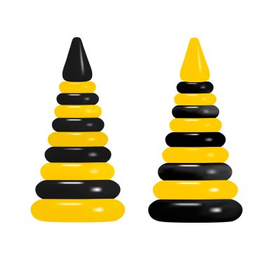 Çocuk oyuncak piramit. Renkli plastik piramit. Vektör çizim.