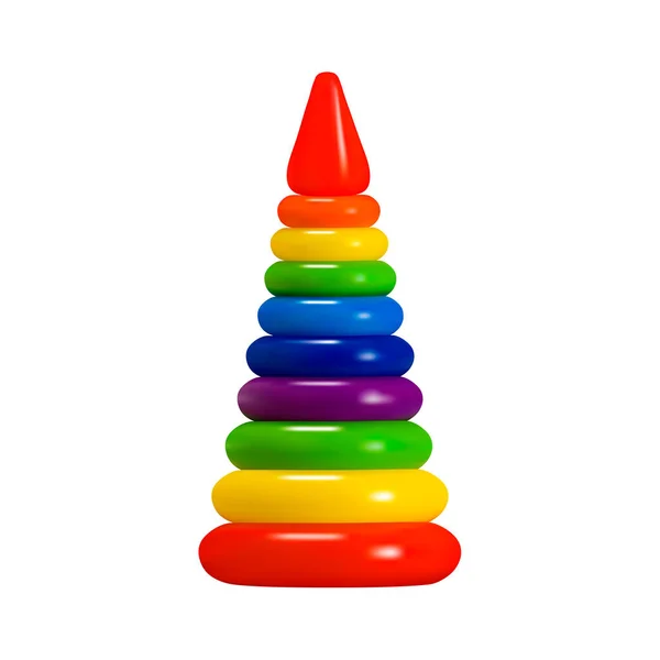 Dětská Hračka Pyramida Barevná Plastová Pyramida Vektorové Ilustrace — Stockový vektor