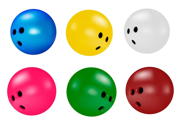 Bowlingové Koule Bílém Pozadí Vektorové Ilustrace — Stockový vektor
