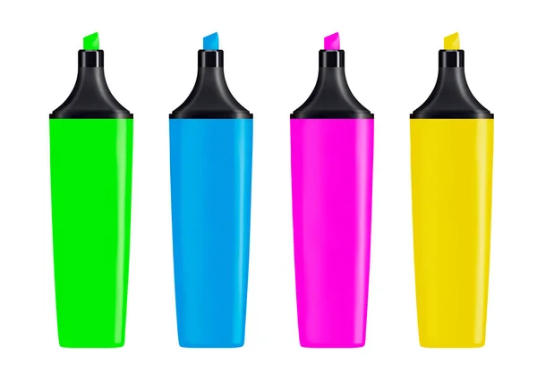 Marcadores São Brilhantes Colored Markers São Coloridos Vector Illustration Photorealism —  Vetores de Stock